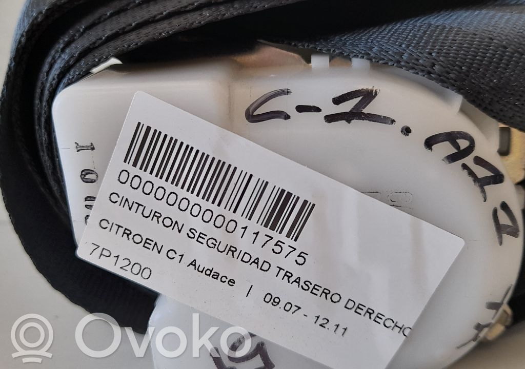 Citroen C1 Cintura di sicurezza posteriore 