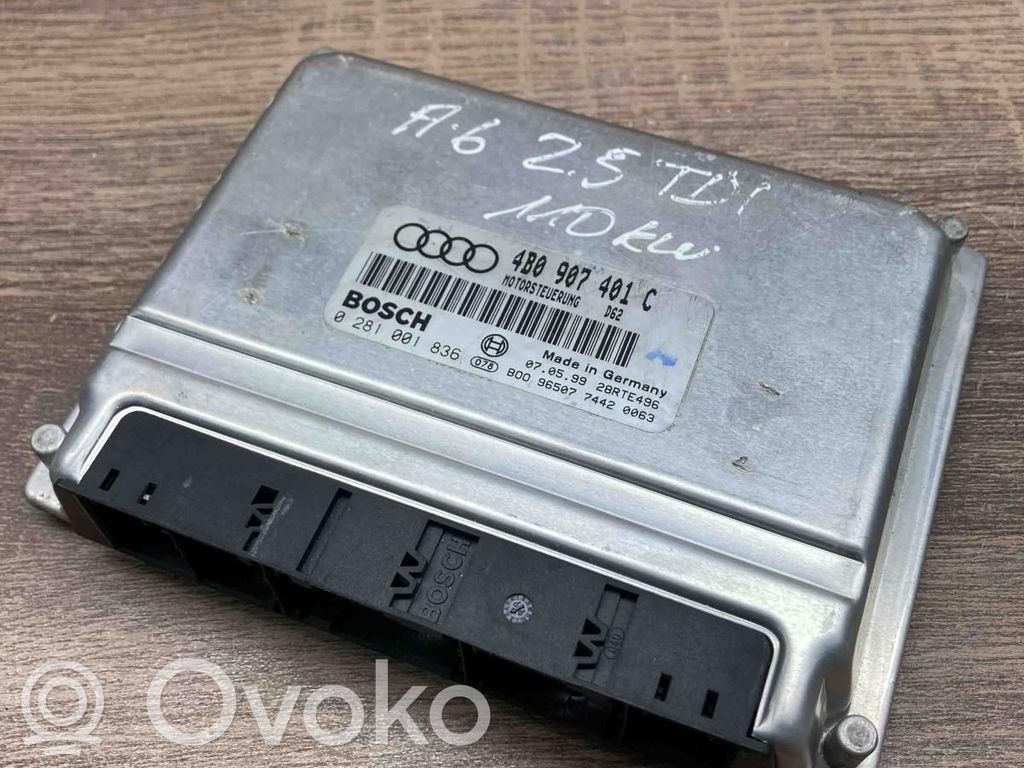 Engine control unit/module ECU   4B0907401C,0281001836