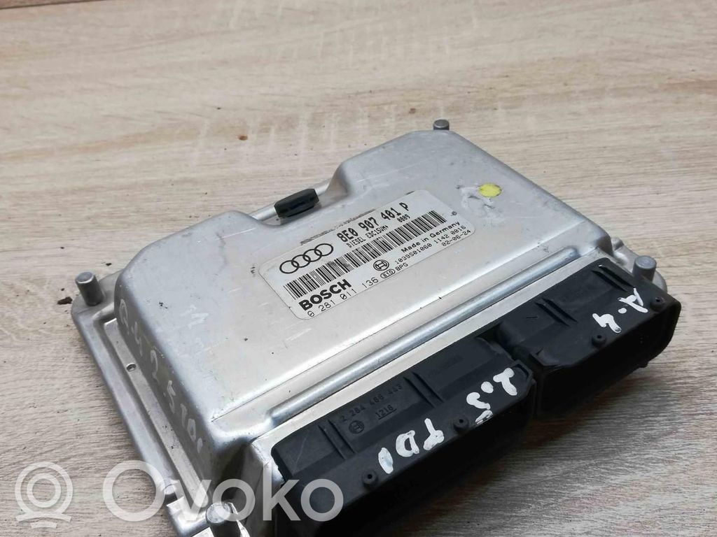 Engine control unit/module ECU   8E0907401P,0281011136