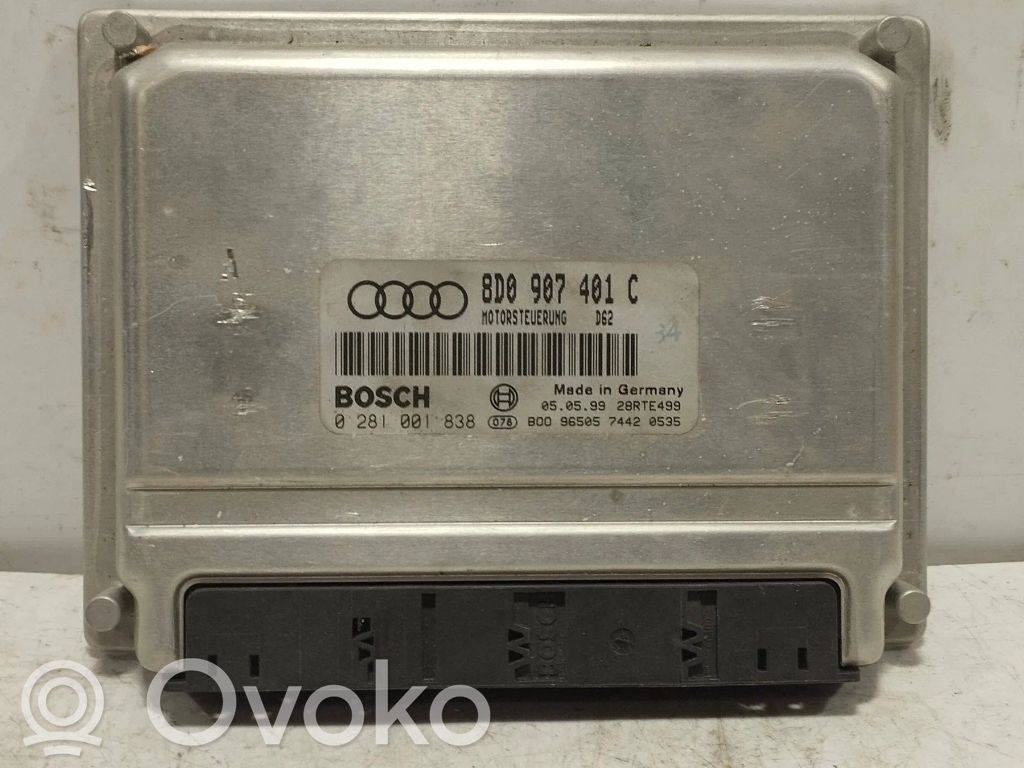 Engine control unit/module   8D0907401C,28RTE499,0281001838