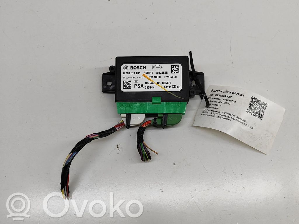 Peugeot 3008 II Unité de commande, module PDC aide au stationnement 