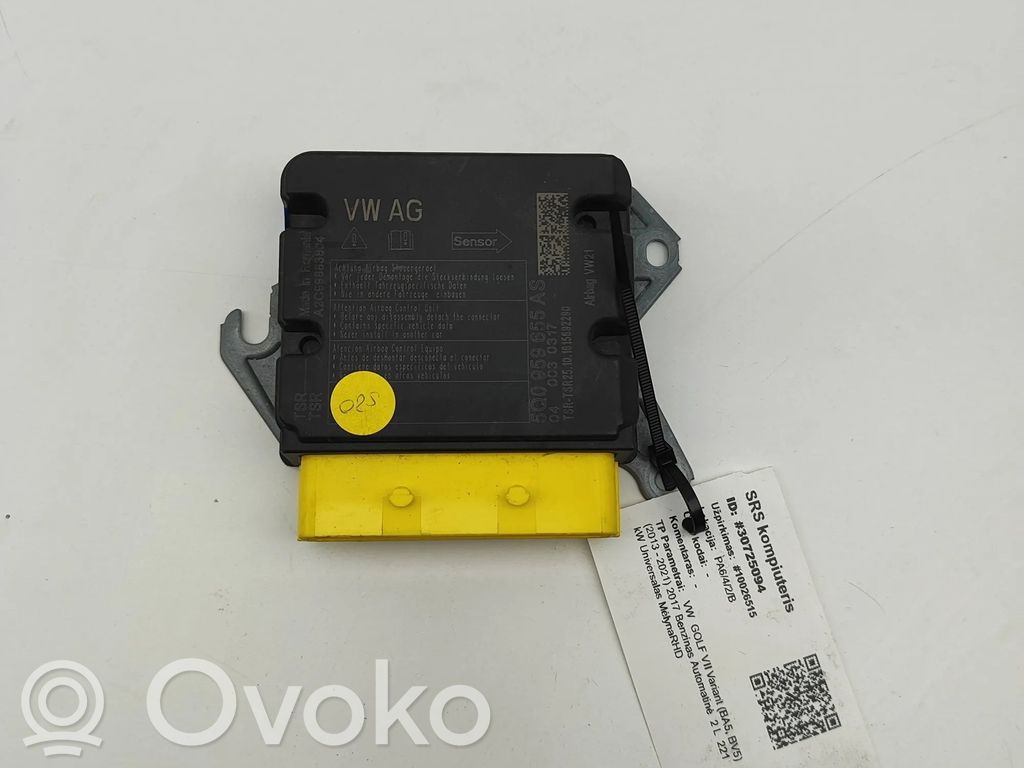 Volkswagen Golf VII Unitate/modul de comandă airbaguri