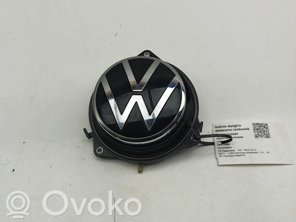 Volkswagen T-Roc Uchwyt / Rączka zewnętrzna otwierania klapy tylnej / bagażnika 