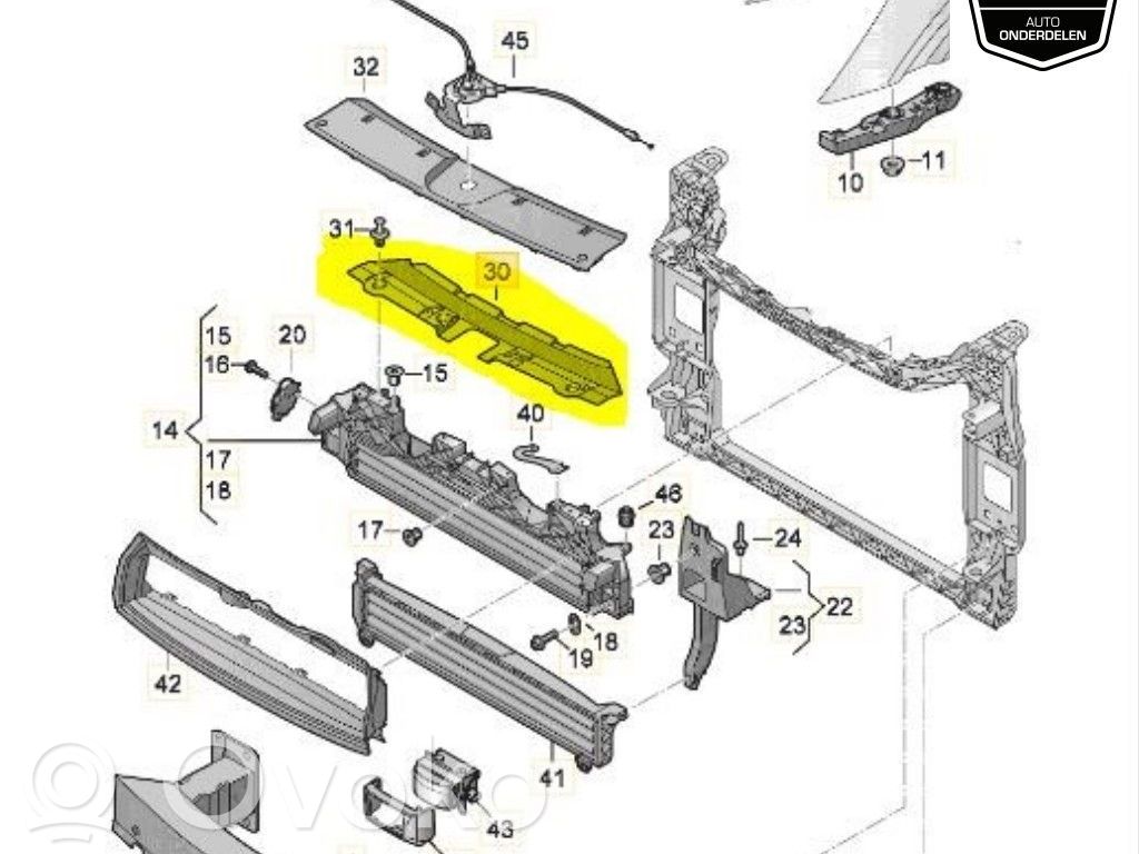 Radiator support slam panel   4KE8070829B9,4KE807082,4KE807082,4KE8070829B9