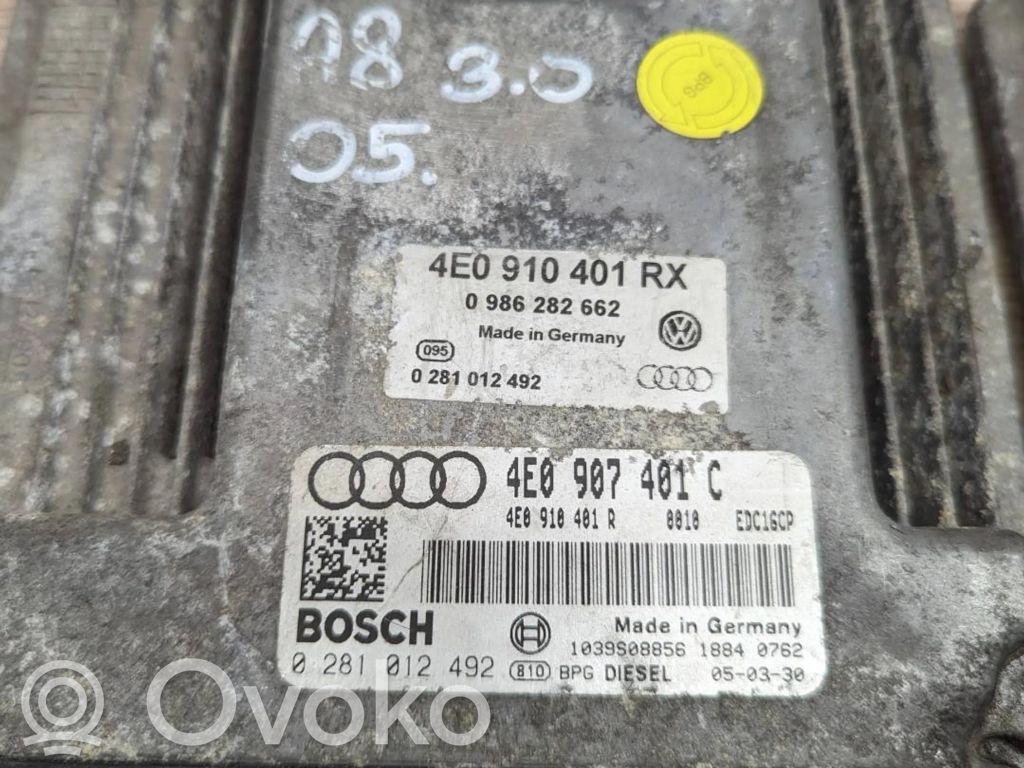 Variklio valdymo blokas   4E0907401C,4E0910401R,0281012492