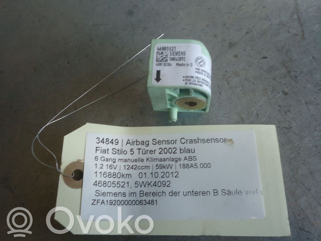 Fiat Stilo Senzor impact/declanșare airbag 