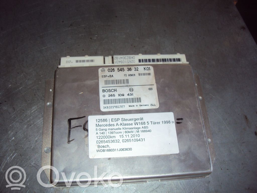 Mercedes-Benz A W168 Centralina ESP (controllo elettronico della stabilità) 
