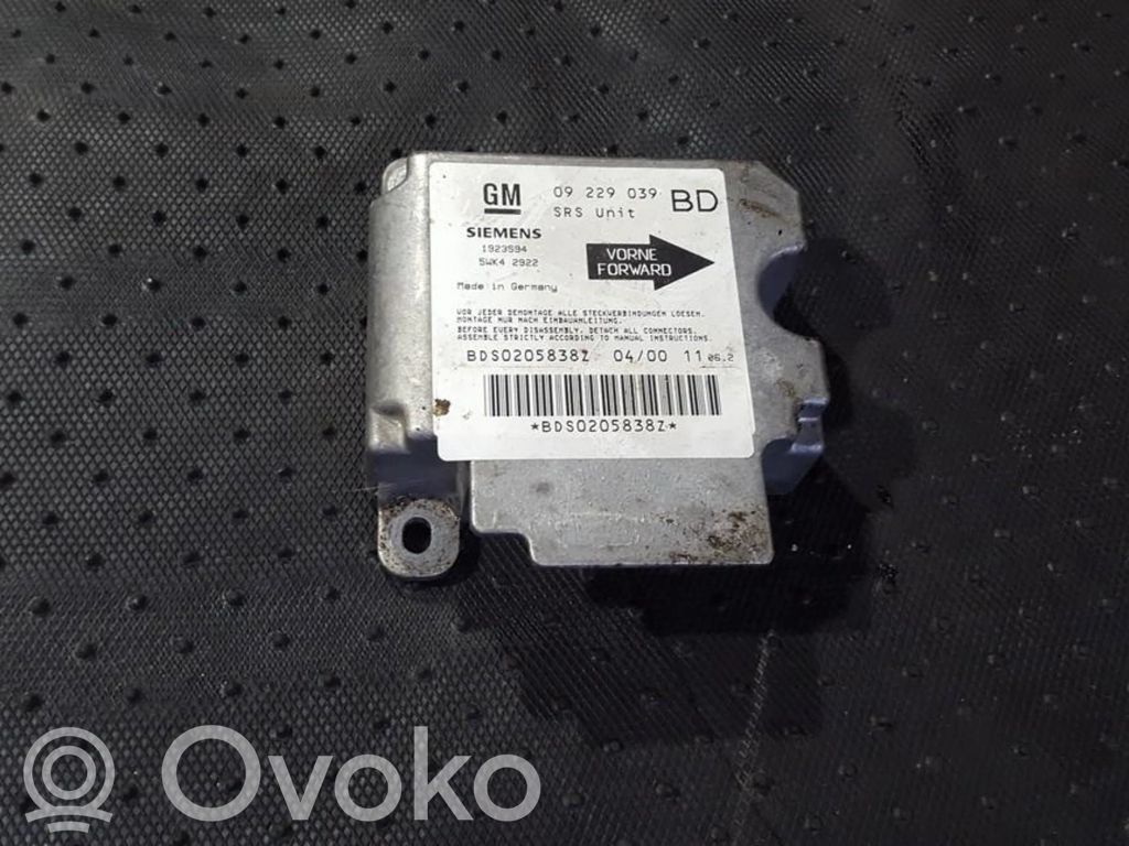 Unitate/modul de comandă airbaguri   09229039,BDS0205838Z,09229039,BDS0205838Z