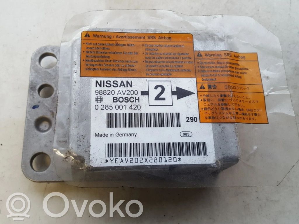 Unidad de control/módulo del Airbag   98820AV200,0285001420,0285001420,98820AV200
