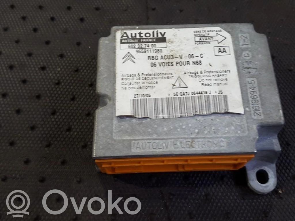 Module de contrôle airbag   602327400,9659111980,602327400,9659111980