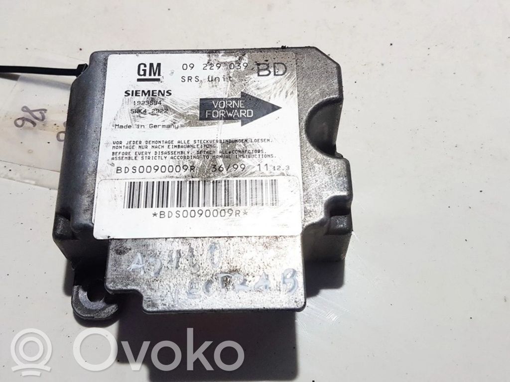 Centralina/modulo airbag   09229039,1923594,09229039,1923594,5WK42922