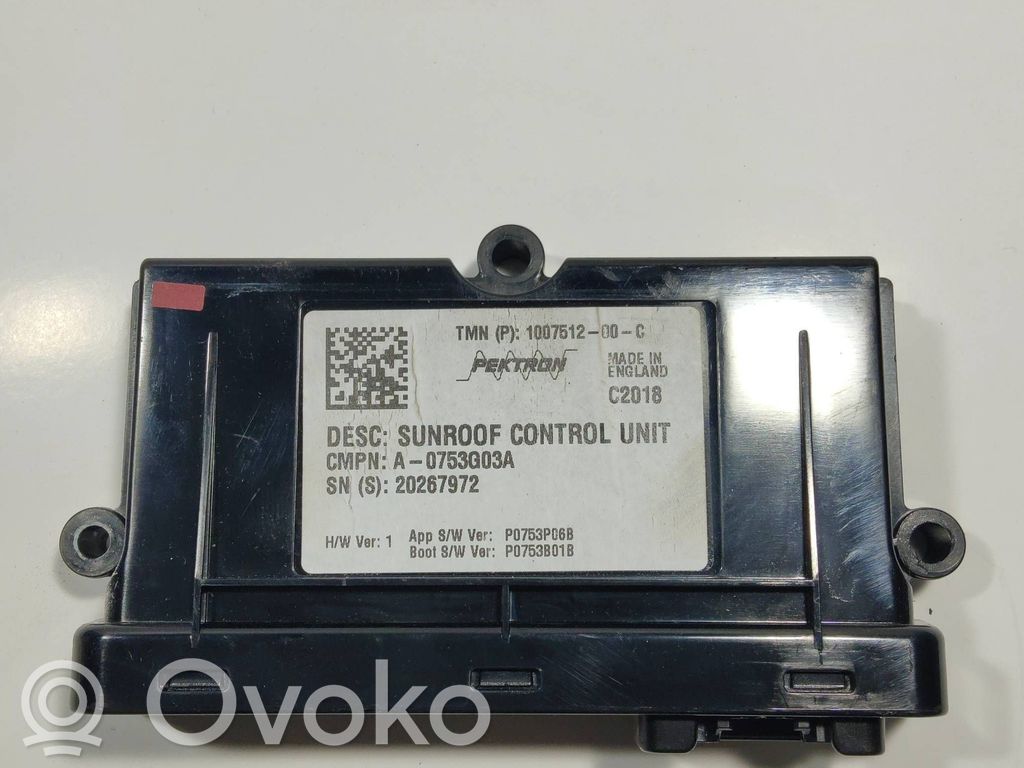 Unité de commande / module de toit ouvrant   100751200C,20267972,A0753G03A