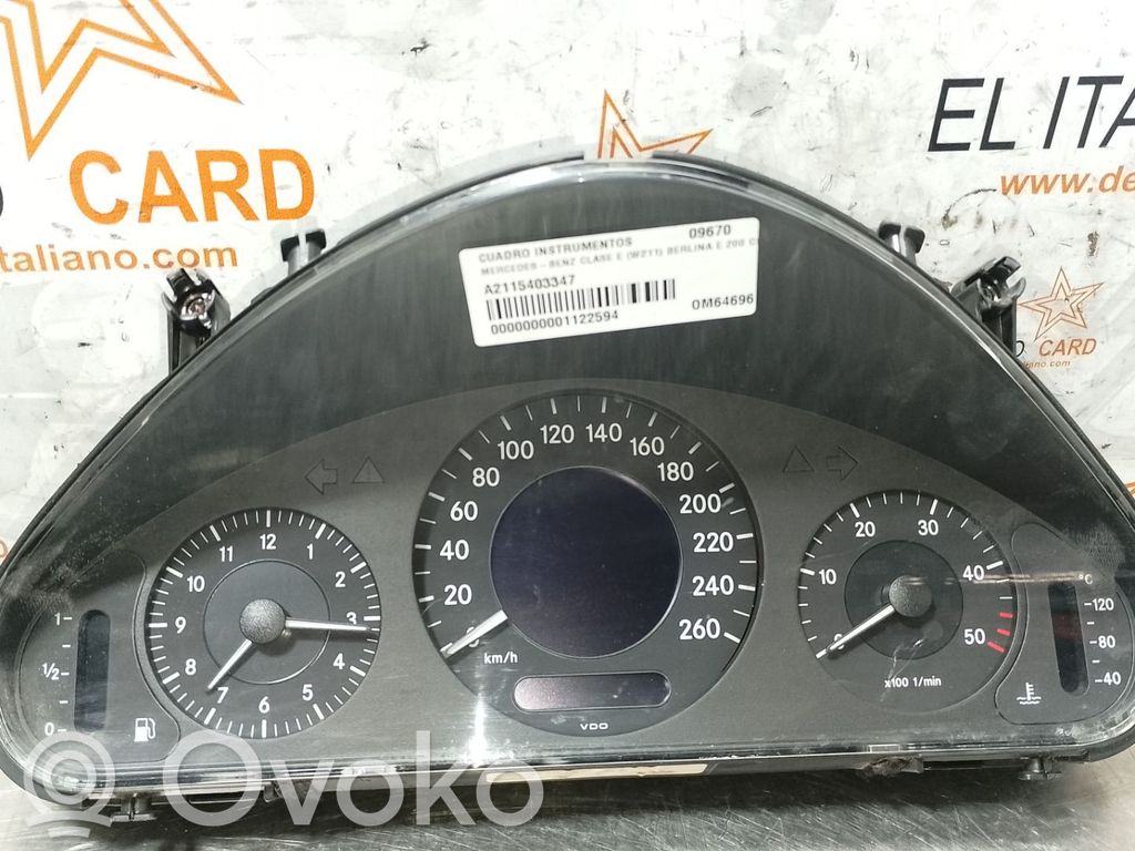 Mercedes-Benz E W211 Vitezometru (grup de instrumente) 
