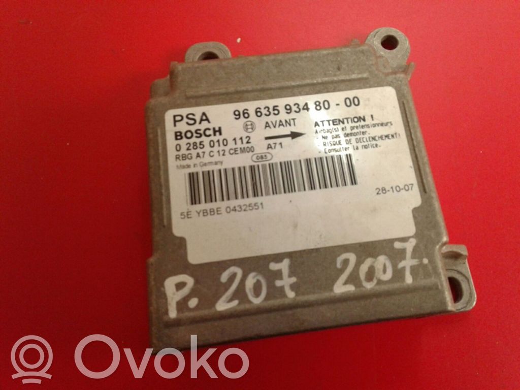 Airbag control unit/module   0285010112,9663593480