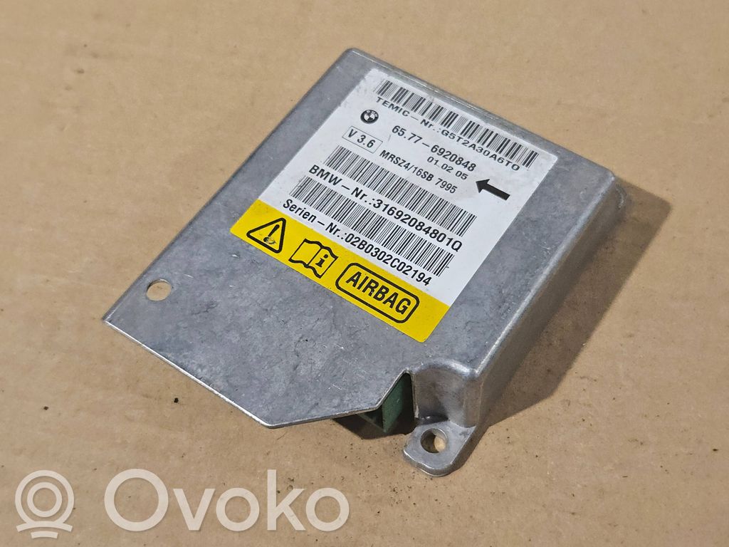 Module de contrôle airbag   6920848,G5T2A30A6T0,02B0302C02194,31692084801Q