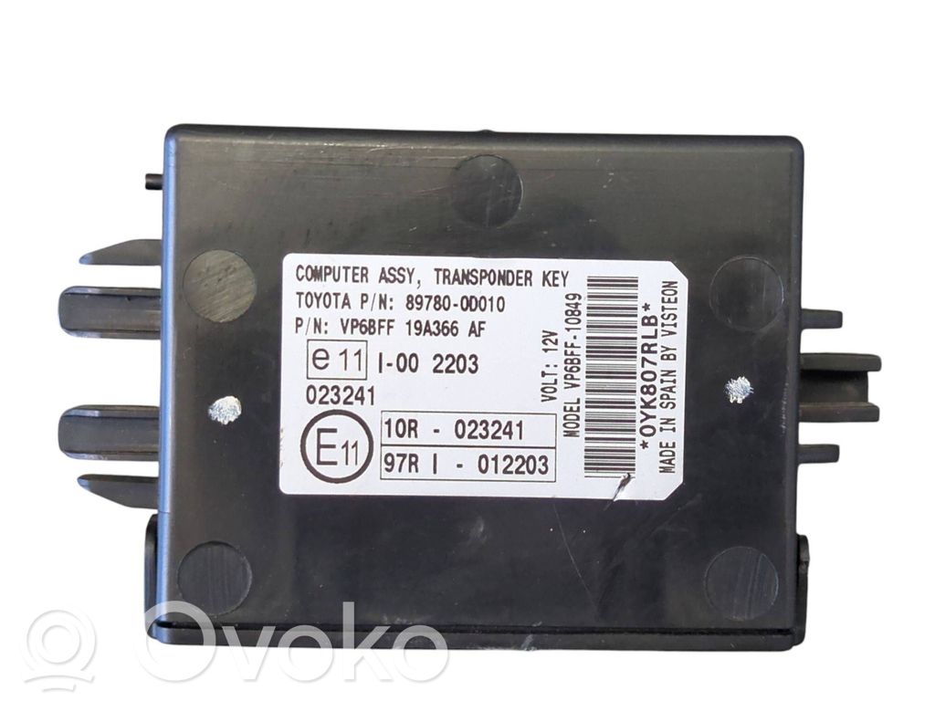 Toyota Yaris Imobilaizera vadības bloks 