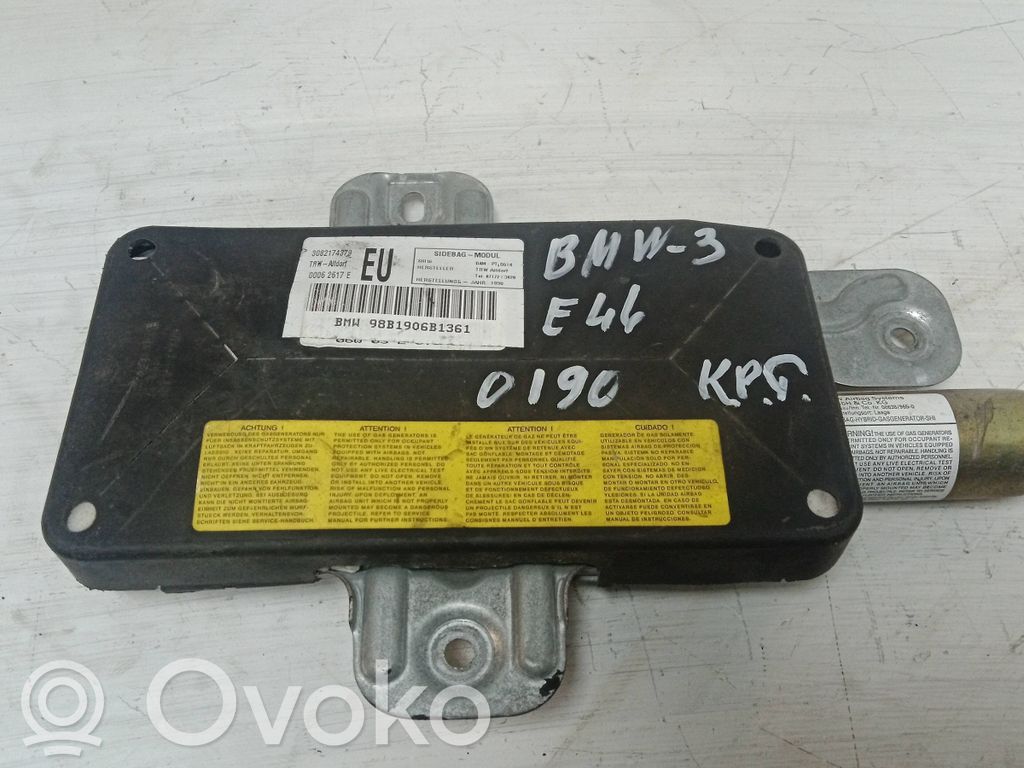 BMW 3 E46 Aizmugurējo durvju drošības spilvens 