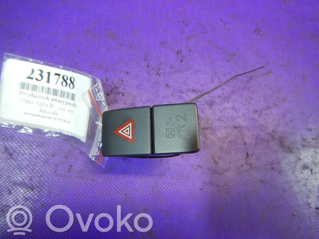 Opel Agila B Botón interruptor de luz de peligro 