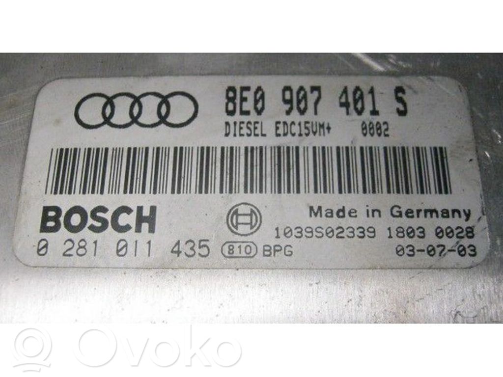 Engine control unit/module ECU   8E0907401S,0281011435