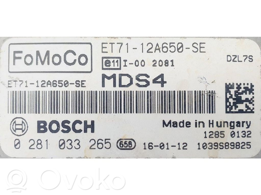Ford Transit Courier Unidad de control/módulo ECU del motor 
