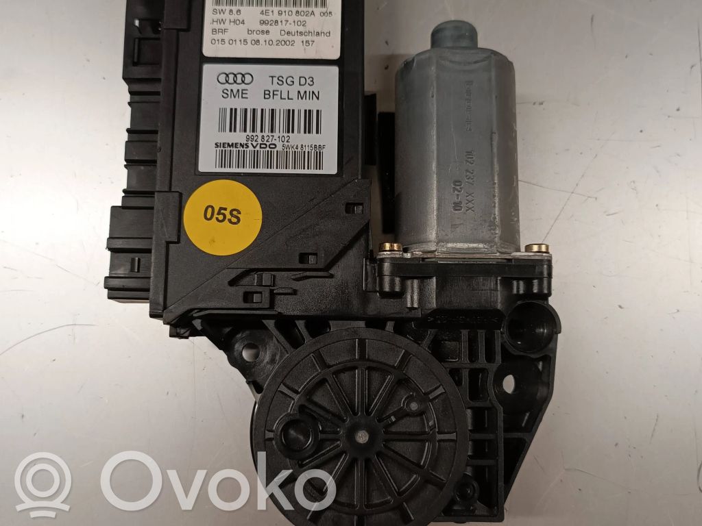 Audi A8 S8 D3 4E Moteur de lève-vitre de porte avant 