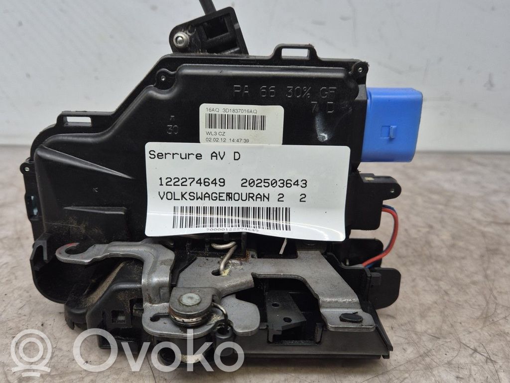 Volkswagen Touran II Serrure de porte avant 