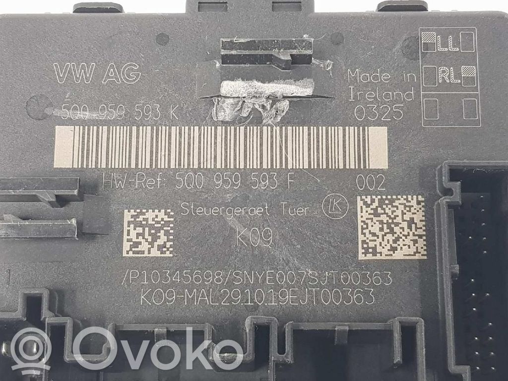 Unidad de control/módulo del bloqueo de puertas   5Q0959593K,5Q0959593F
