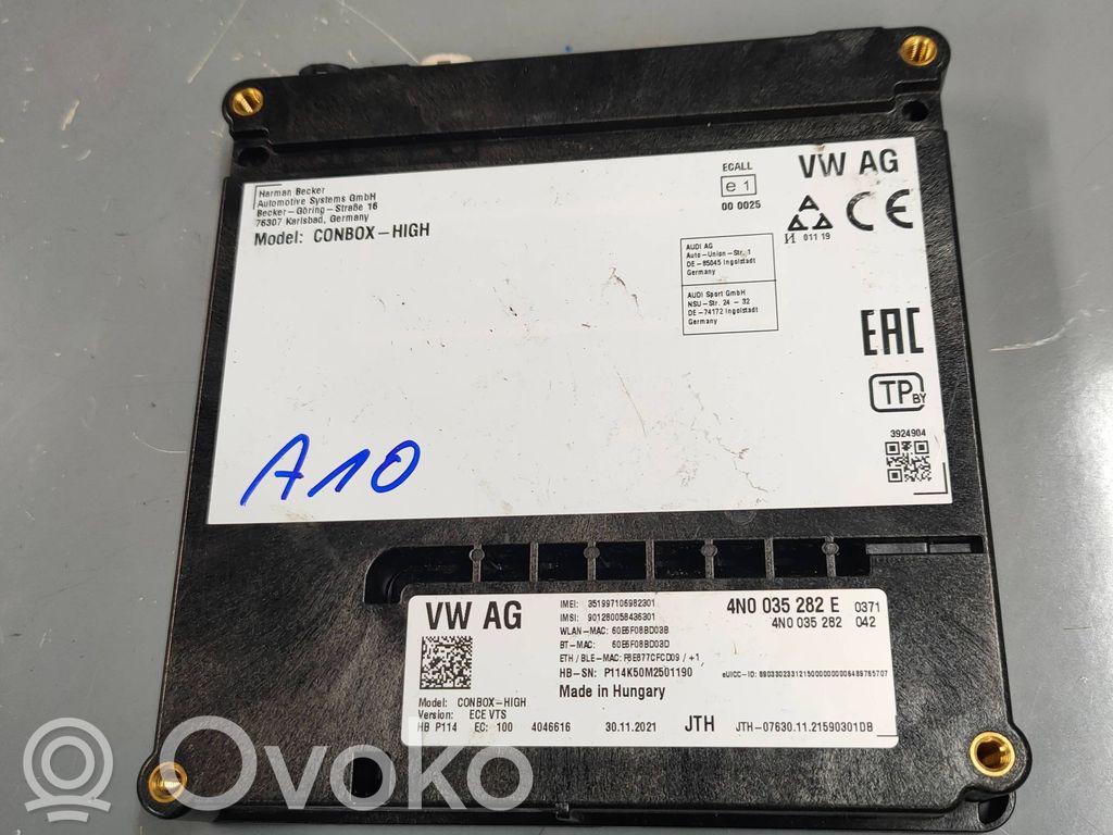Audi A8 S8 D5 Module, interrupteur de contrôle SOS 