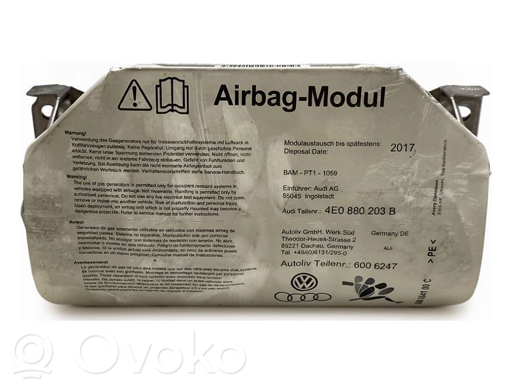Audi A8 S8 D3 4E Airbag del pasajero 