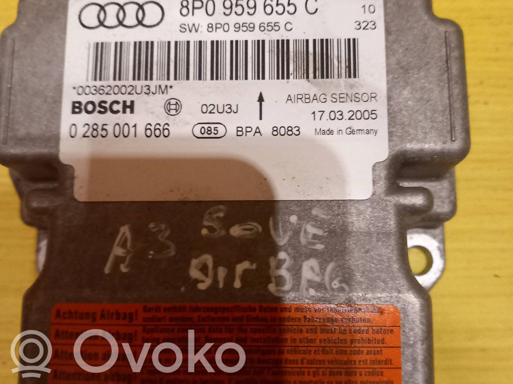 Airbag control unit/module   8P0959655C,0285001666