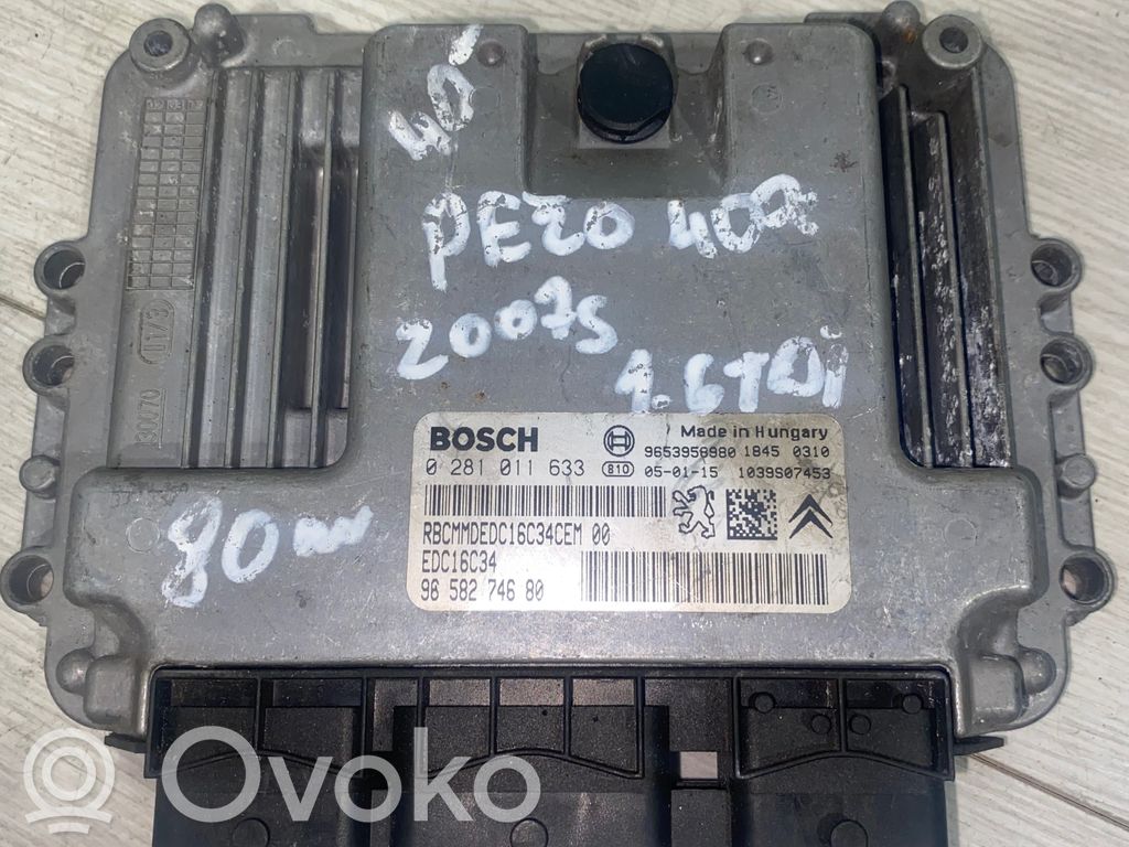 Engine control unit/module   9653958980,0281011633,9658274680