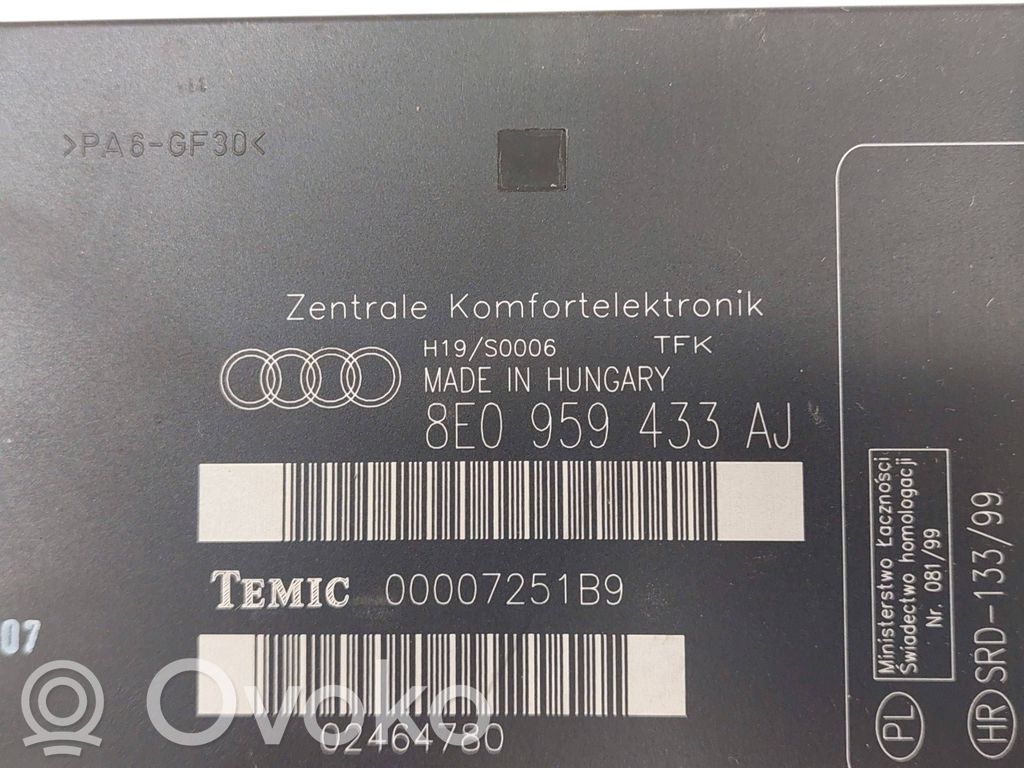 Audi A4 S4 B6 8E 8H Moduł / Sterownik komfortu 