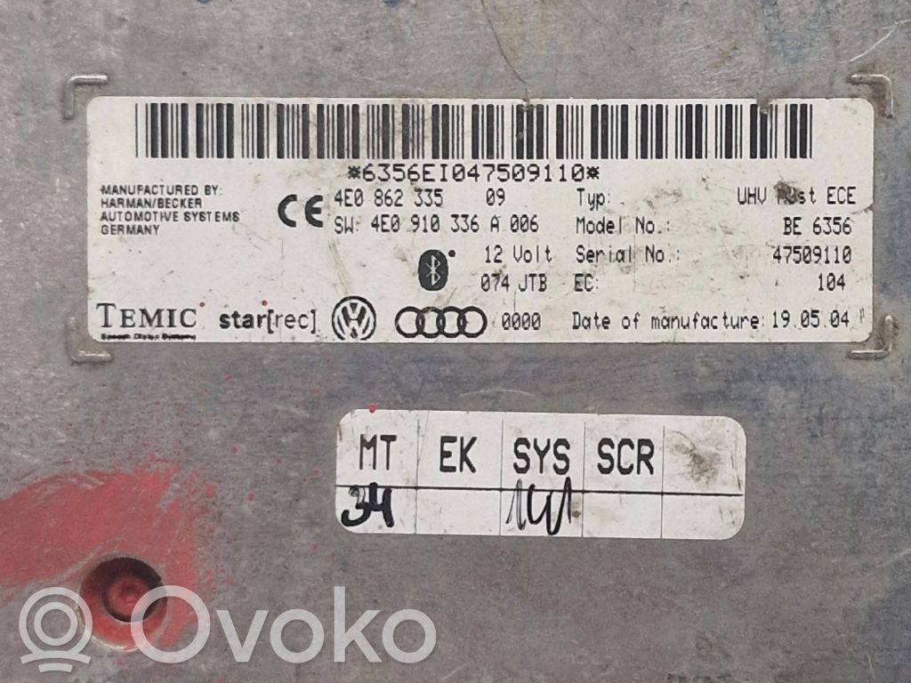 Audi A6 S6 C6 4F Unidad de control/módulo de bluetooth 