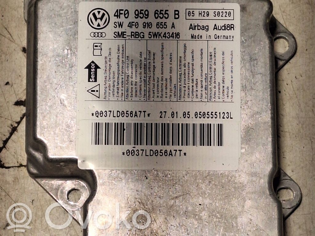 Sterownik / Moduł Airbag   4F0959655B,4F0910655A,5WK43416,0037LD056A7T,05H29S0220