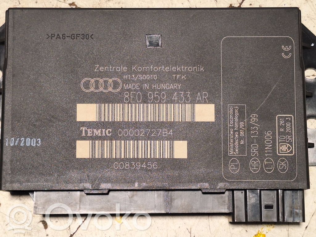 Audi A4 S4 B6 8E 8H Module confort 