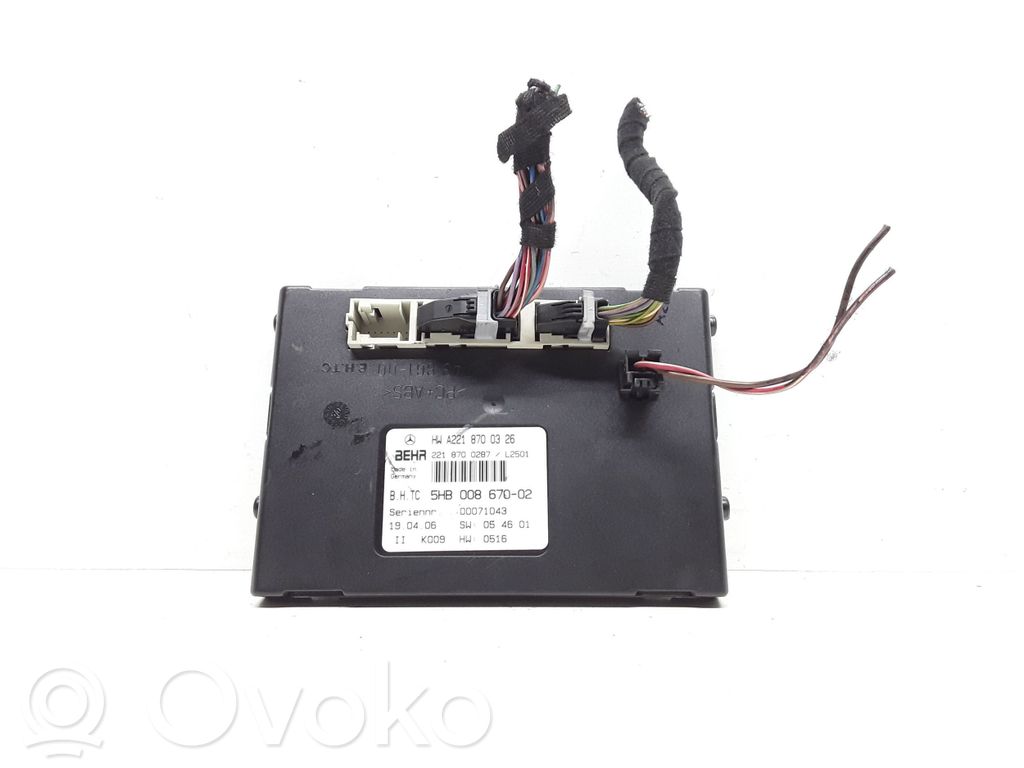 Mercedes-Benz S W221 Unitate control climatizare 