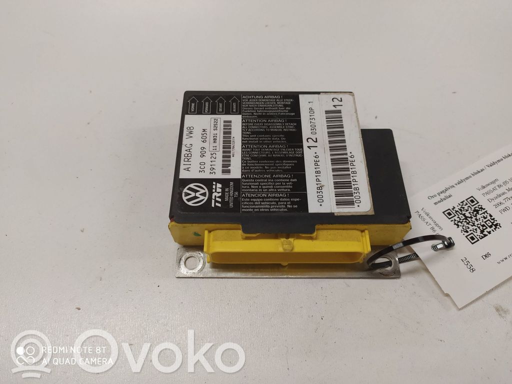 Volkswagen PASSAT B6 Gaisa spilvenu vadības bloks 