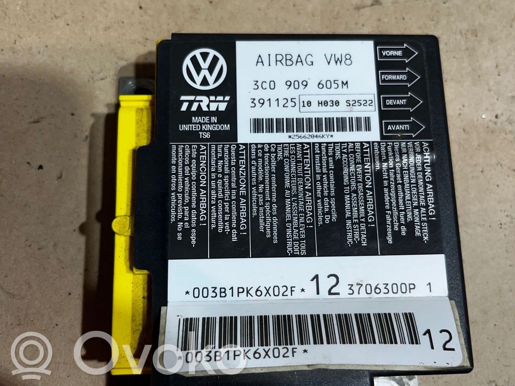 Volkswagen PASSAT B6 Gaisa spilvenu vadības bloks 
