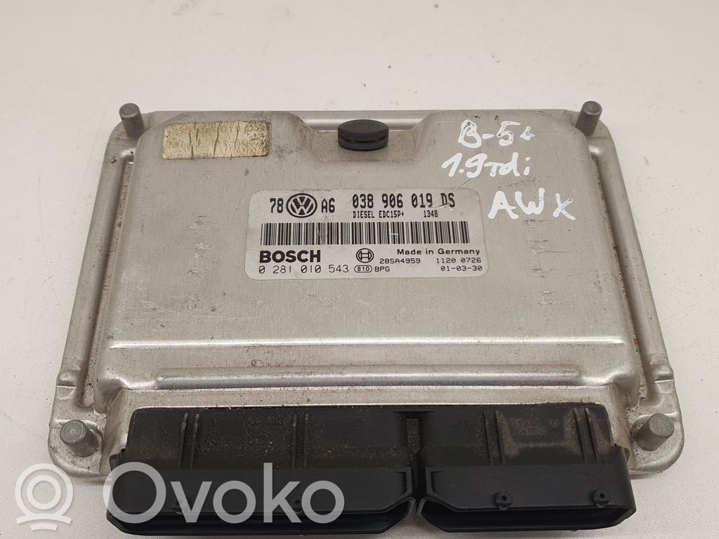 Engine control unit/module ECU   038906019DS,0281010543