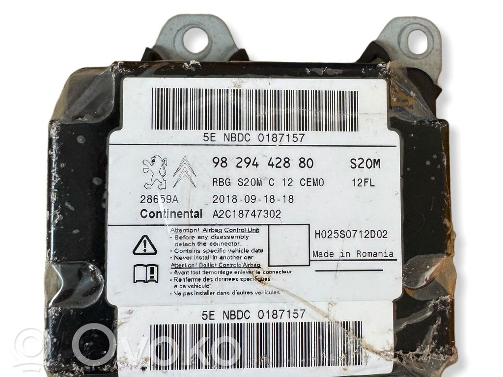 Sterownik / Moduł Airbag   9829442880,0187157,A2C18747302,H025S0712D