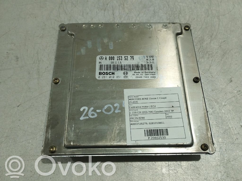 Unidad de control/módulo del motor   A0001535279,0281010851
