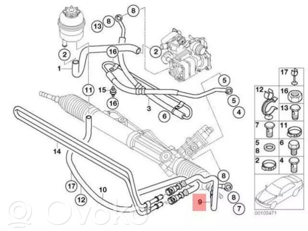 BMW 3 E46 Ohjaustehostimen letkusto 
