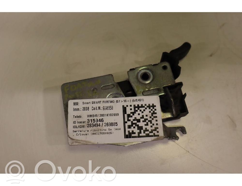 Smart ForTwo II Zamek klapy tylnej / bagażnika 