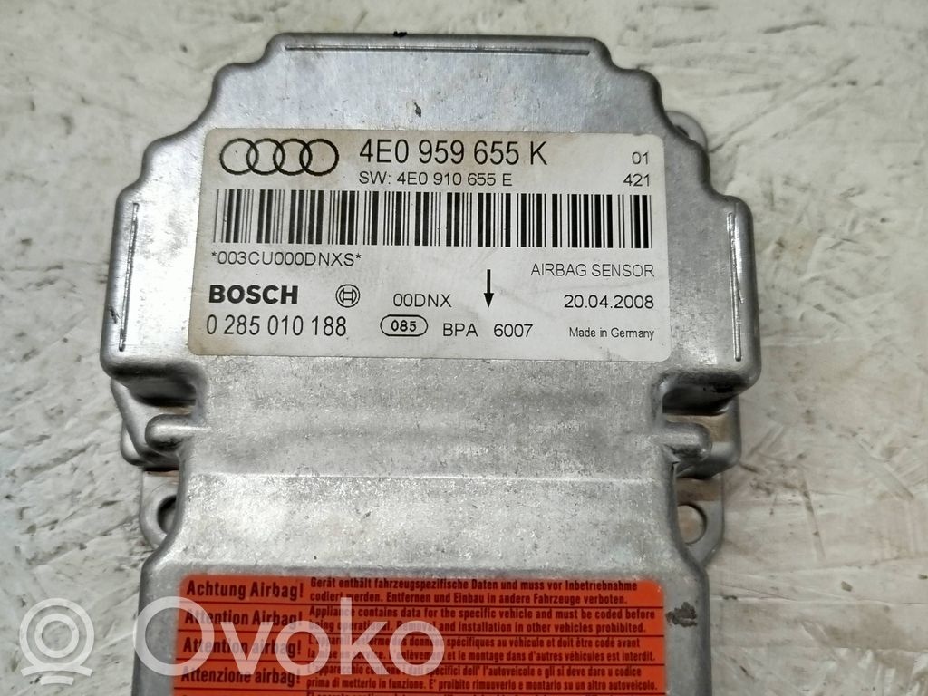 Airbag control unit/module   4E0959655K,4E0910655E,0285010188