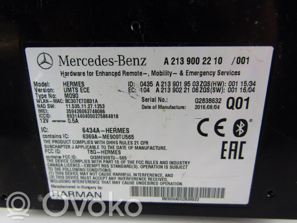 Bluetooth Modul Steuergerät   A2139002210