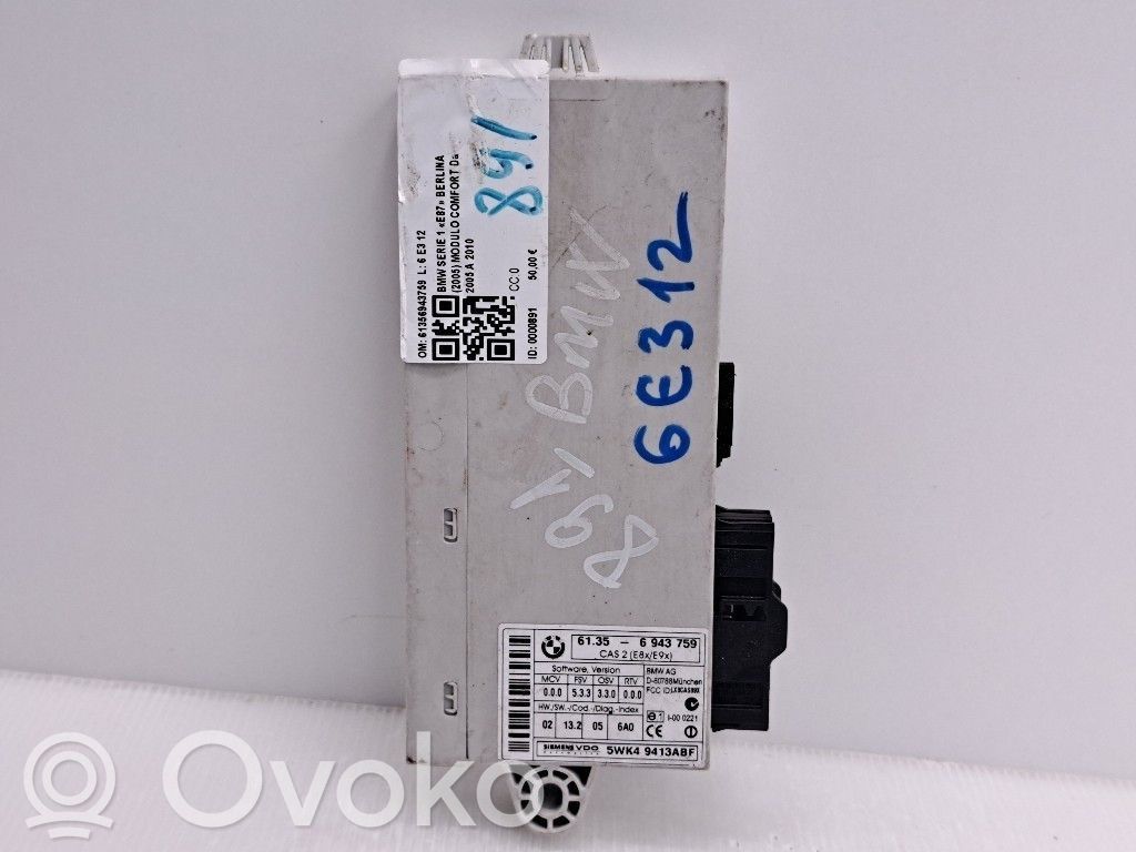 BMW 1 E81 E87 Unité de contrôle module CAS 