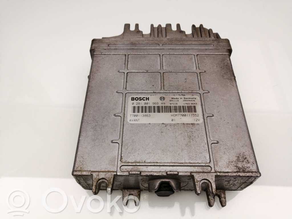 Unidad de control/módulo ECU del motor   7700113863,HOM7700111552,0281001969