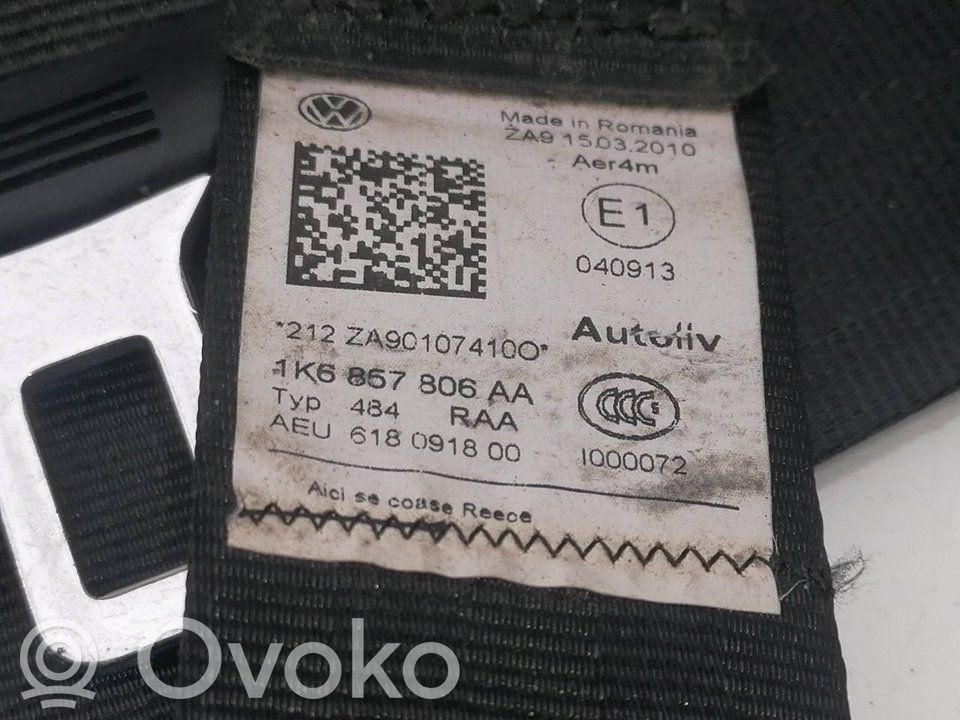 Volkswagen Golf VI Cintura di sicurezza posteriore