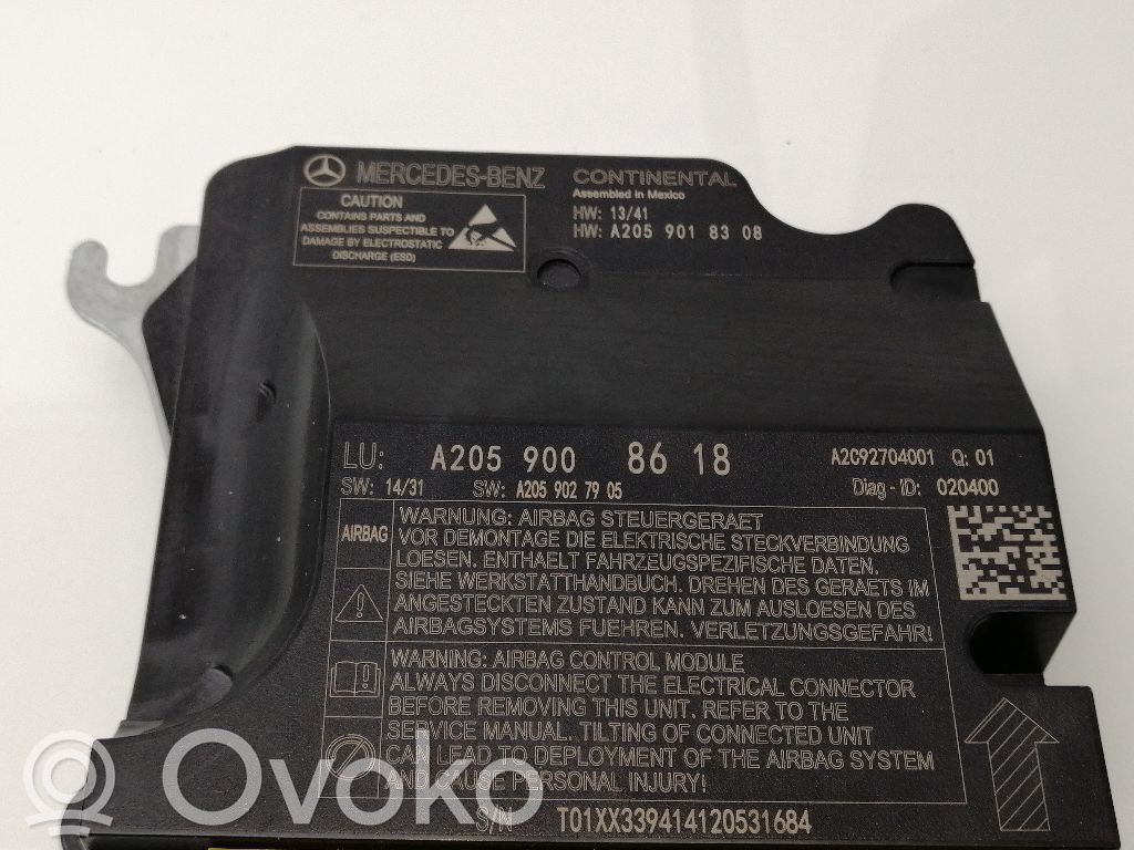 Centralina/modulo airbag   A2059008618