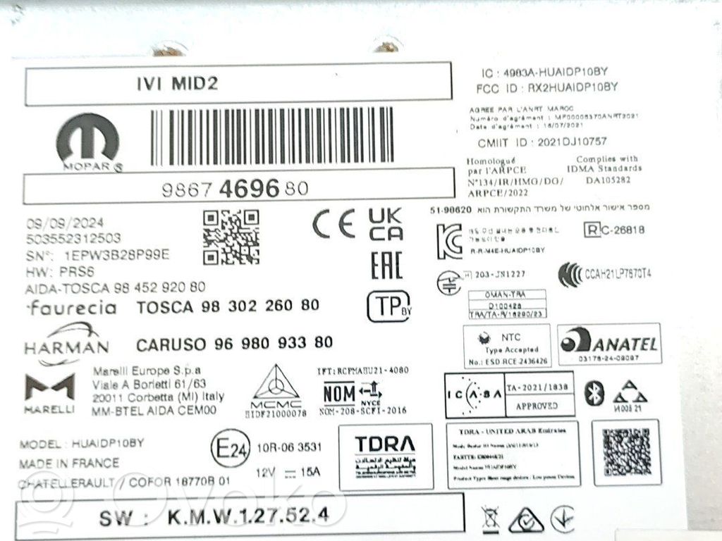 Citroen Berlingo Unitate principală radio/CD/DVD/GPS 
